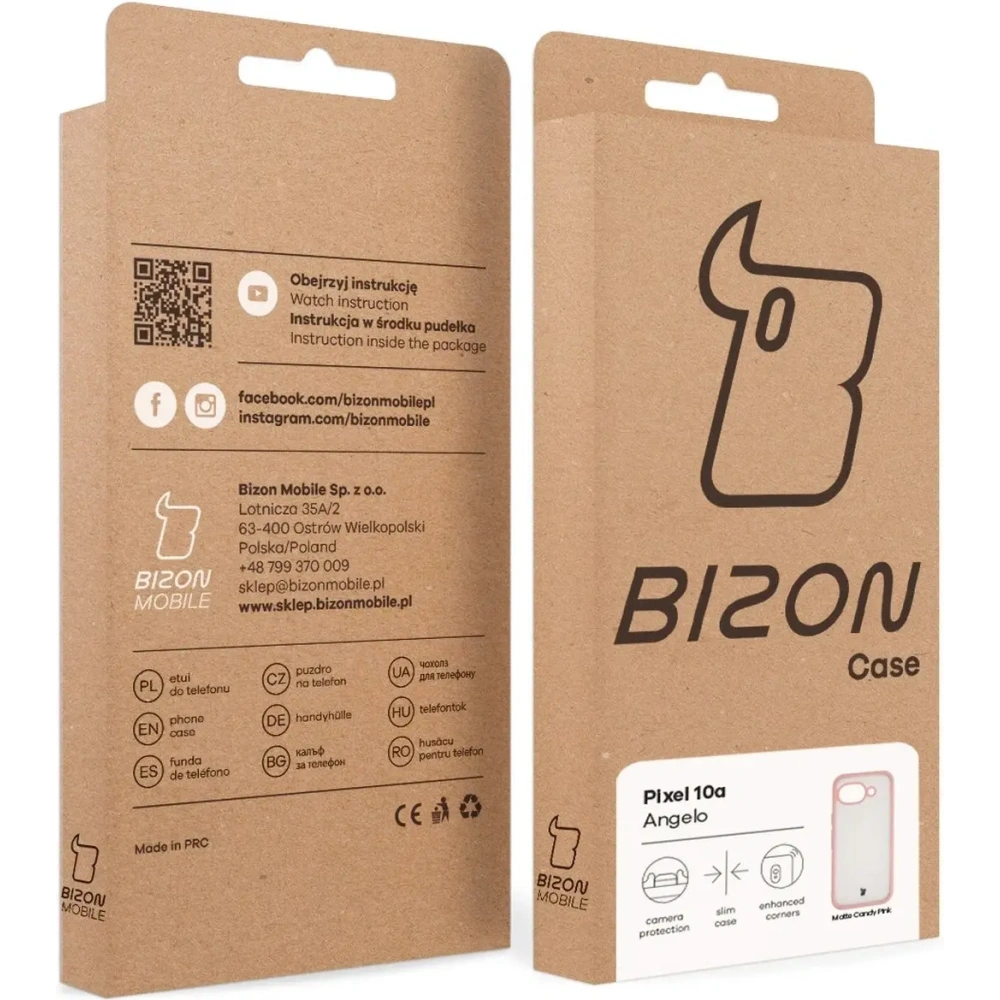 Etui Bizon Case Angelo do Google Pixel 10a półprzezroczyste z jasnoróżową ramką
