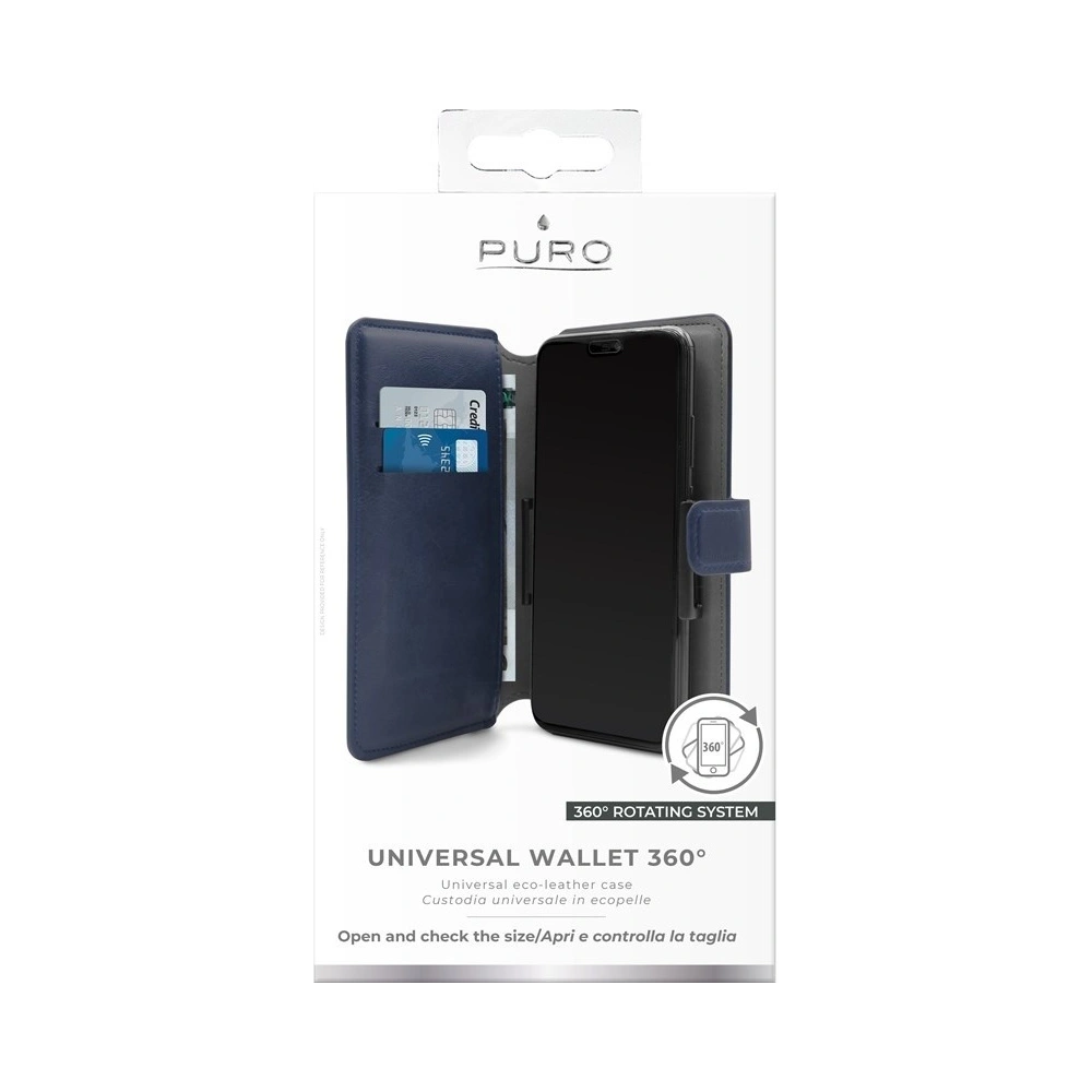 Hurtownia GSM - PURO Univerzální peněženka - Univerzální otočné pouzdro 360° s kapsami na karty, velikost XL (námořnická modř) - PUR321NAV - {ean13} - Hurt