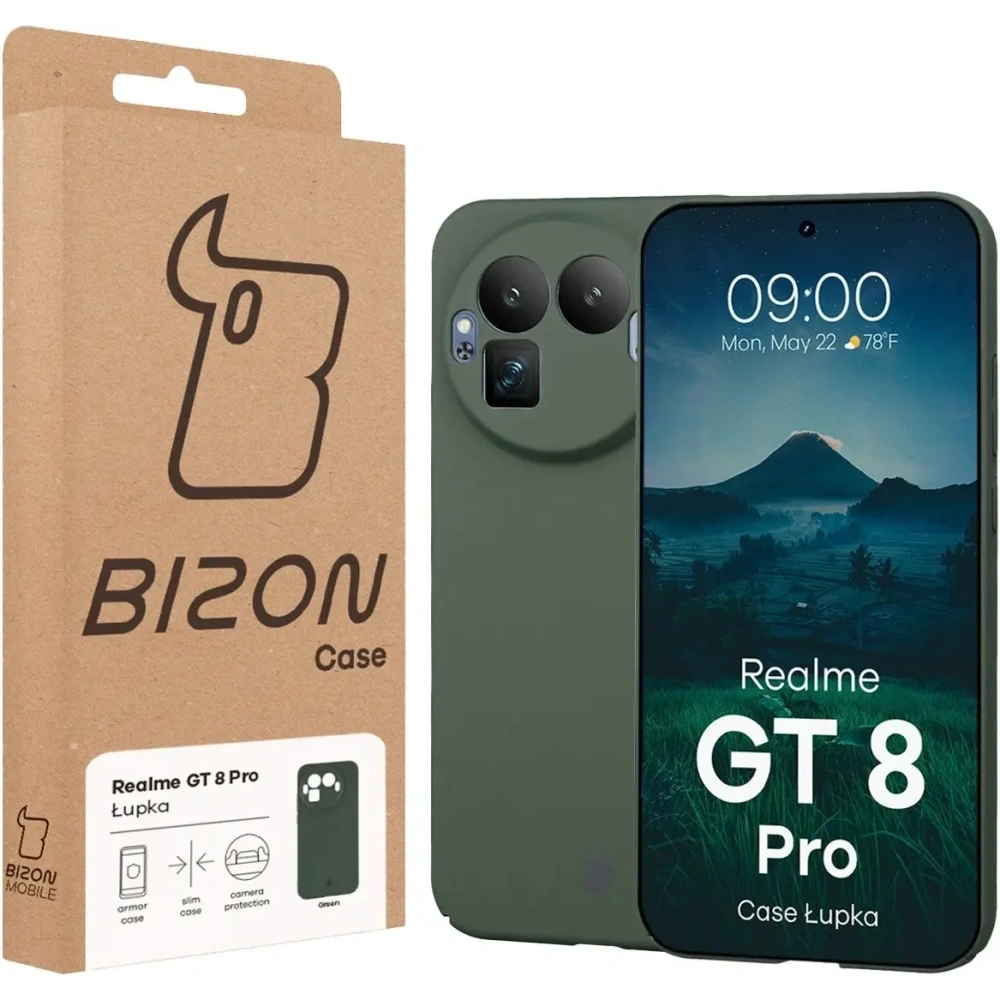 Etui Bizon Case Łupka do Realme GT 8 Pro zielone