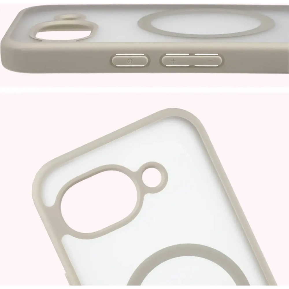 Etui z pierścieniem magnetycznym Bizon Case MatteO do Google Pixel 10a przydymione-beżowe