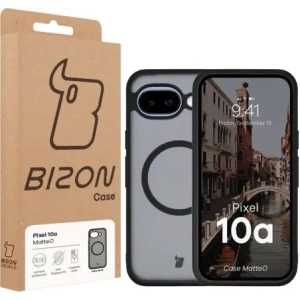 Etui z pierścieniem magnetycznym Bizon Case MatteO do Google Pixel 10a przydymione-czarne