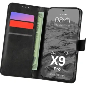 Etui z klapką Bizon Case Pocket do Oppo Find X9 Pro czarne