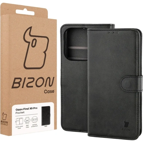 Etui z klapką Bizon Case Pocket do Oppo Find X9 Pro czarne
