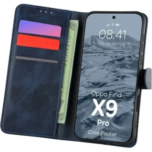 Etui z klapką Bizon Case Pocket do Oppo Find X9 Pro granatowe