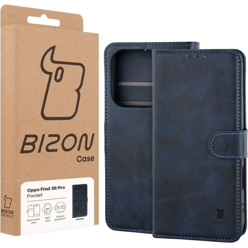 Etui z klapką Bizon Case Pocket do Oppo Find X9 Pro granatowe