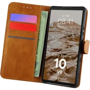 Etui z klapką Bizon Case Pocket do Sony Xperia 10 VII brązowe
