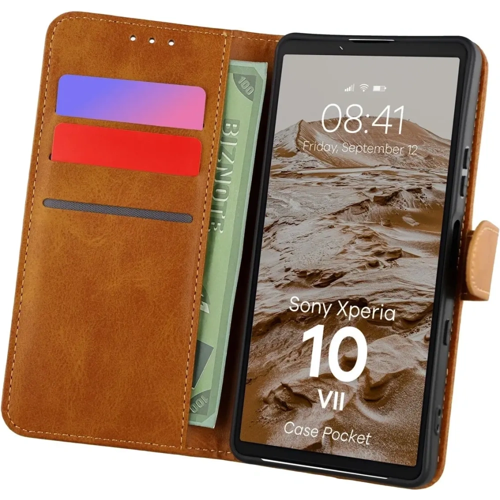 Etui z klapką Bizon Case Pocket do Sony Xperia 10 VII brązowe