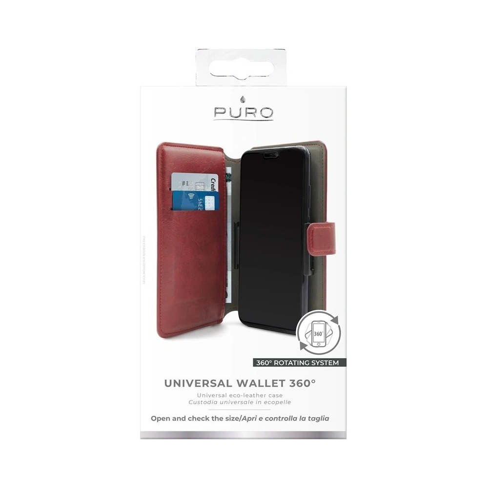 Hurtownia GSM - PURO Univerzální peněženka - Univerzální otočný obal 360° s kapsami na karty, velikost XL (červená) - PUR322RED - {ean13} - Hurt