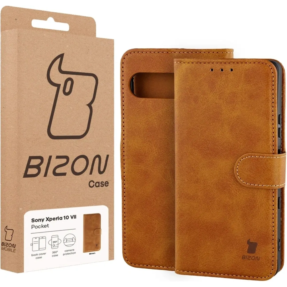 Etui z klapką Bizon Case Pocket do Sony Xperia 10 VII brązowe