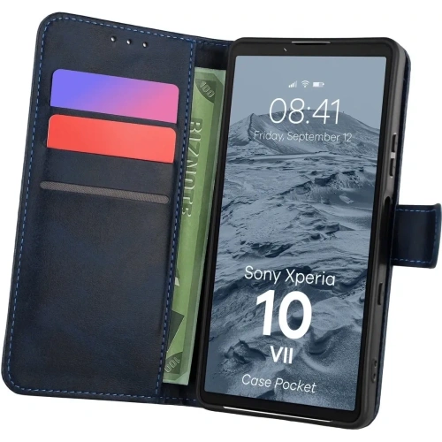 Etui z klapką Bizon Case Pocket do Sony Xperia 10 VII granatowe