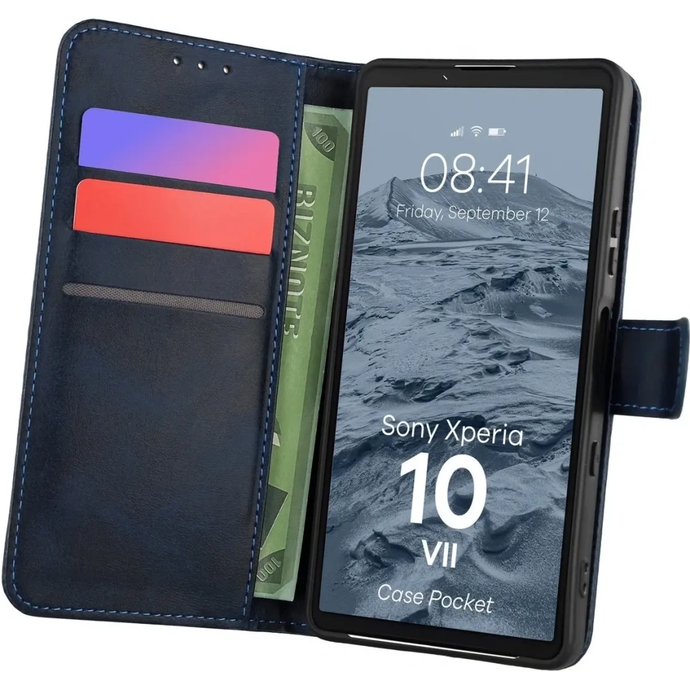 Etui z klapką Bizon Case Pocket do Sony Xperia 10 VII granatowe