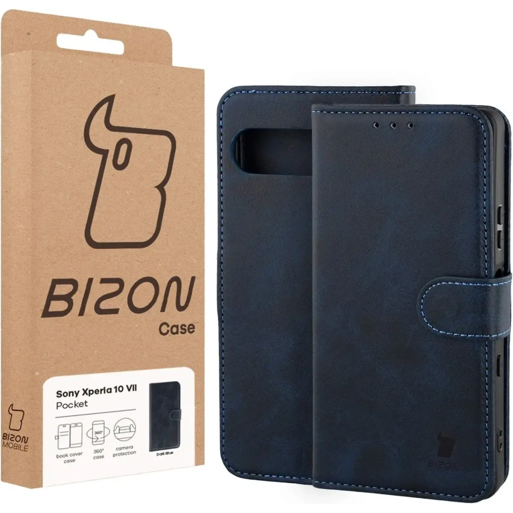 Etui z klapką Bizon Case Pocket do Sony Xperia 10 VII granatowe