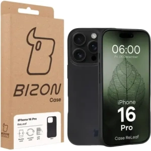 Etui z recyklingu Bizon Case ReLeaf do Apple iPhone 16 Pro czarne