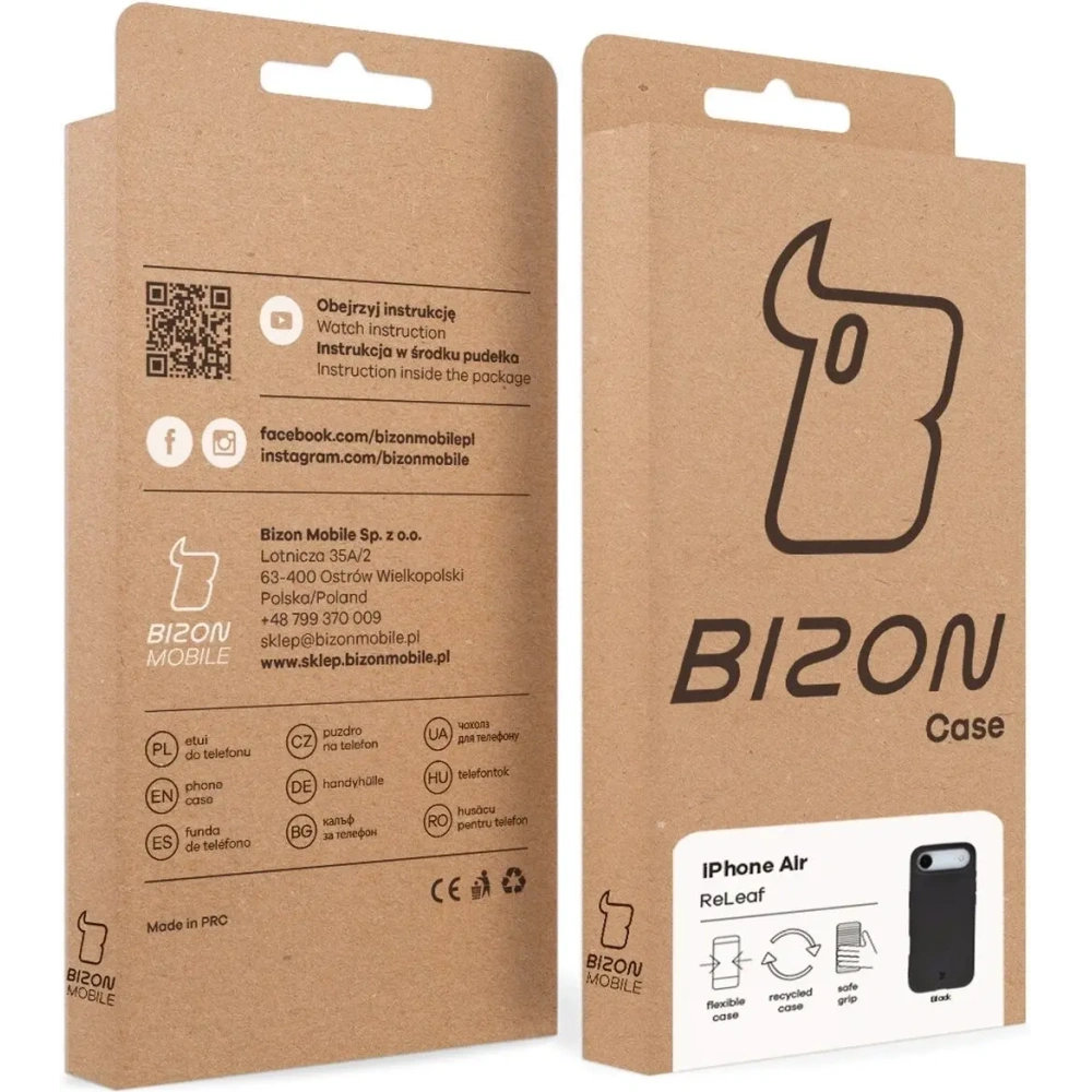 Etui z recyklingu Bizon Case ReLeaf do Apple iPhone Air czarne