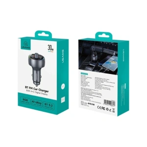 Ładowarka samochodowa USAMS CC328 30W USB-A USB-C Bluetooth FM tarnish