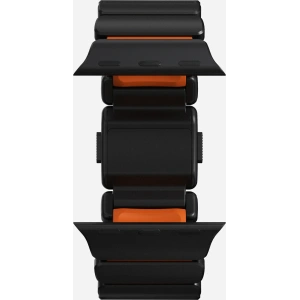 Pasek NOMAD Stratos band tytanowa bransoleta do Apple Watch 49mm z FKM (black titanium, ultra orange FKM)