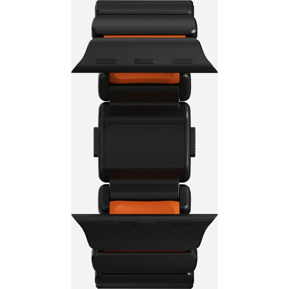 Pasek NOMAD Stratos band tytanowa bransoleta do Apple Watch 49mm z FKM (black titanium, ultra orange FKM)