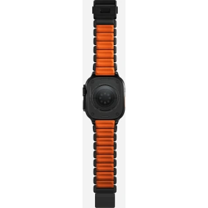 Pasek NOMAD Stratos band tytanowa bransoleta do Apple Watch 49mm z FKM (black titanium, ultra orange FKM)
