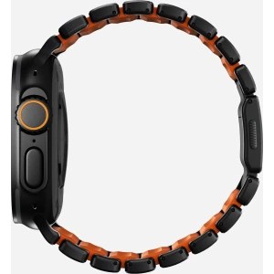 Pasek NOMAD Stratos band tytanowa bransoleta do Apple Watch 49mm z FKM (black titanium, ultra orange FKM)