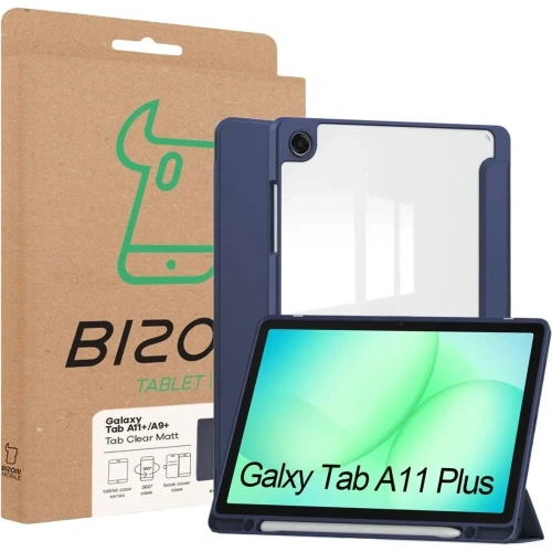 Etui z klapką Bizon Case Tab Clear Matt do Samsung Galaxy Tab A11+ Plus / A9+ Plus granatowe