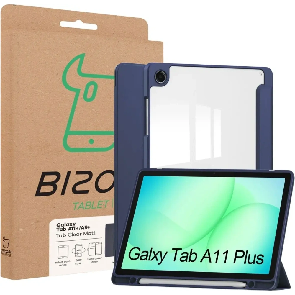Etui z klapką Bizon Case Tab Clear Matt do Samsung Galaxy Tab A11+ Plus / A9+ Plus granatowe