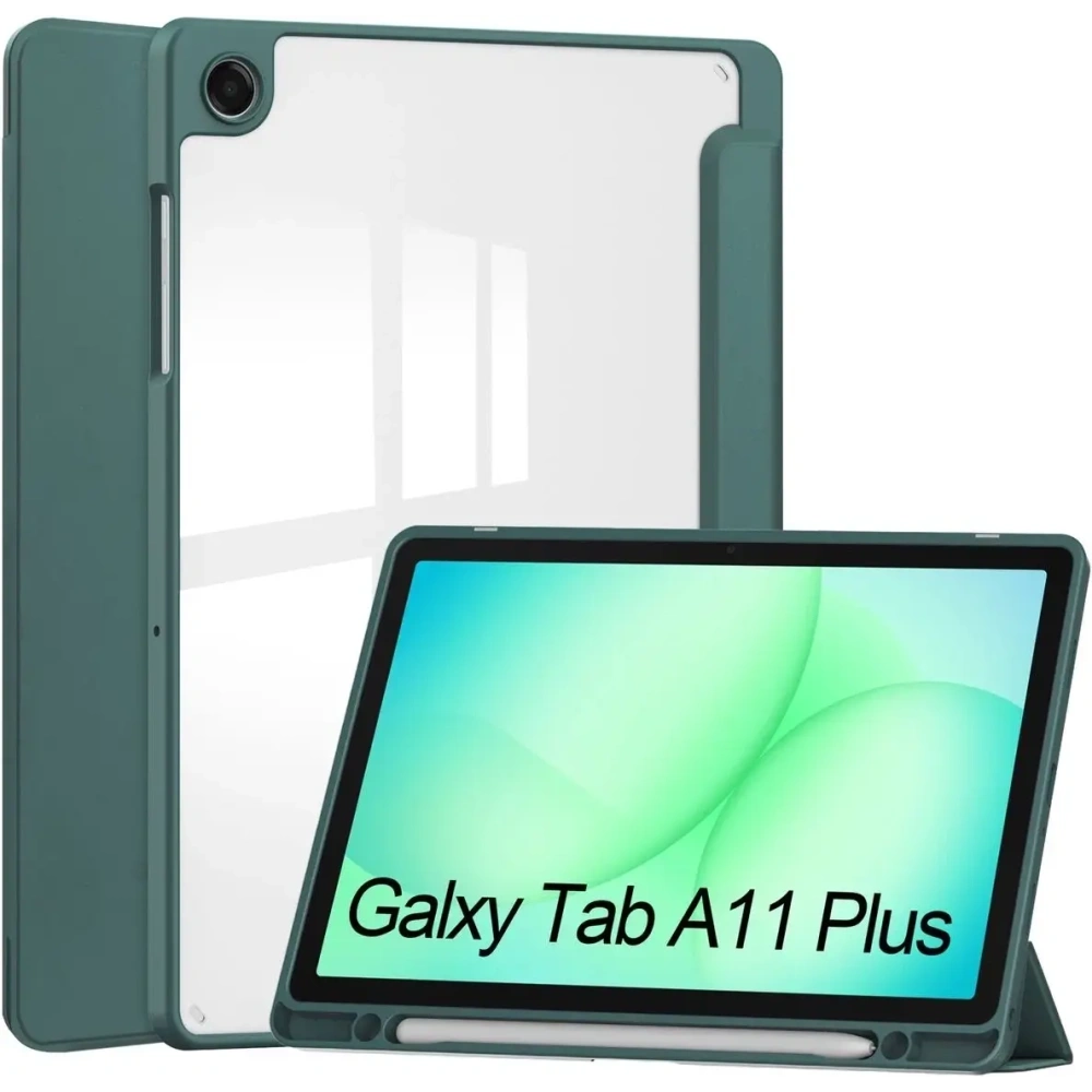 Etui z klapką Bizon Case Tab Clear Matt do Samsung Galaxy Tab A11+ Plus / A9+ Plus ciemnozielone