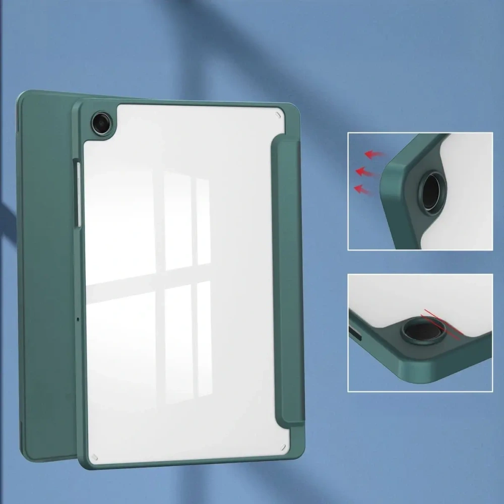 Etui z klapką Bizon Case Tab Clear Matt do Samsung Galaxy Tab A11+ Plus / A9+ Plus ciemnozielone