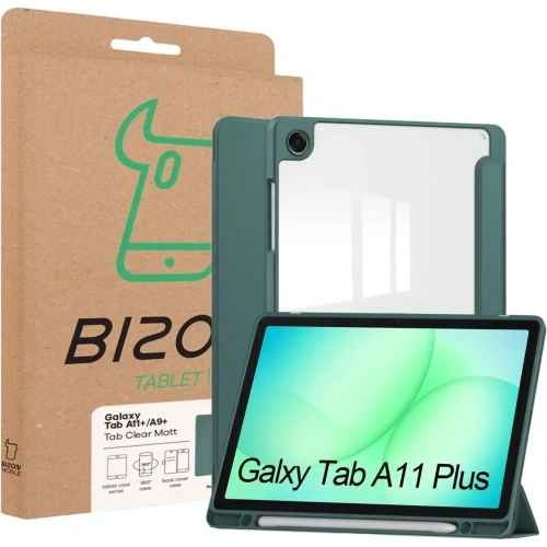 Etui z klapką Bizon Case Tab Clear Matt do Samsung Galaxy Tab A11+ Plus / A9+ Plus ciemnozielone