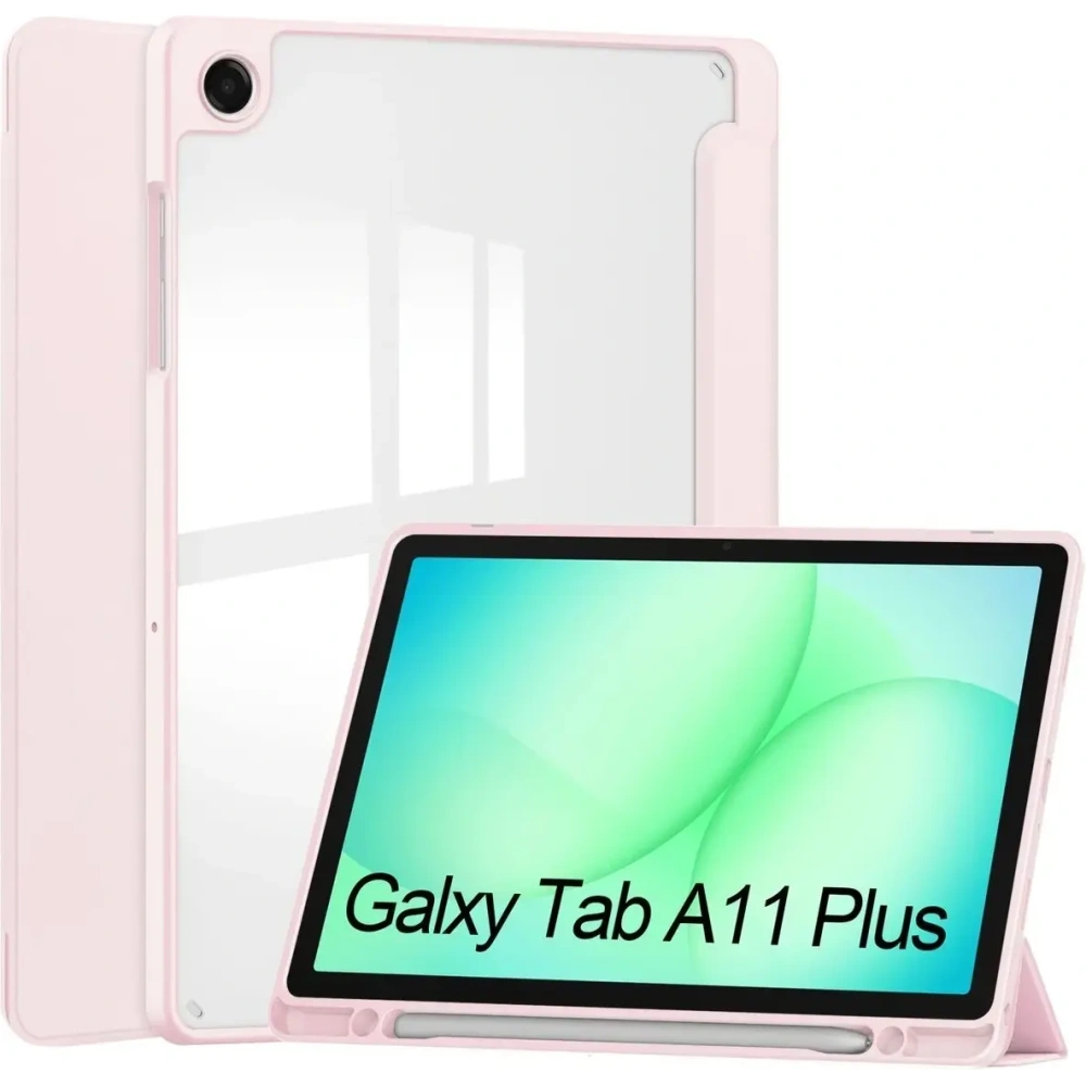 Etui z klapką Bizon Case Tab Clear Matt do Samsung Galaxy Tab A11+ Plus / A9+ Plus różowe
