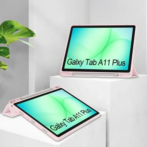 Etui z klapką Bizon Case Tab Clear Matt do Samsung Galaxy Tab A11+ Plus / A9+ Plus różowe