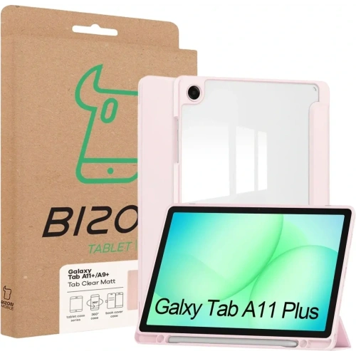 Etui z klapką Bizon Case Tab Clear Matt do Samsung Galaxy Tab A11+ Plus / A9+ Plus różowe