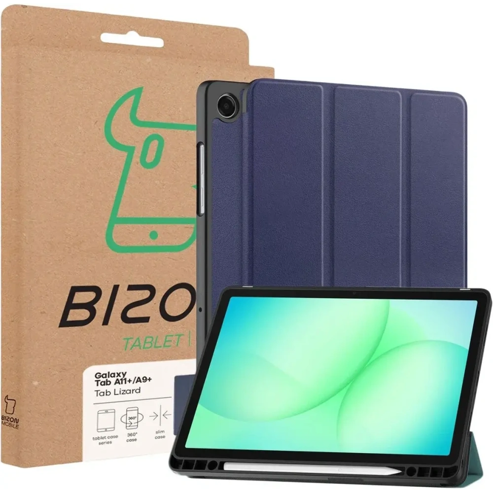 Etui z klapką Bizon Case Tab Lizard do Samsung Galaxy Tab A11+ Plus / A9+ Plus granatowe