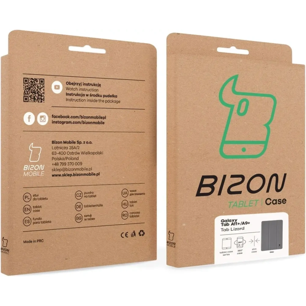 Etui z klapką Bizon Case Tab Lizard do Samsung Galaxy Tab A11+ Plus / A9+ Plus szare