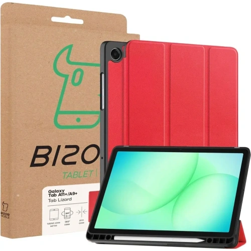 Etui z klapką Bizon Case Tab Lizard do Samsung Galaxy Tab A11+ Plus / A9+ Plus czerwone