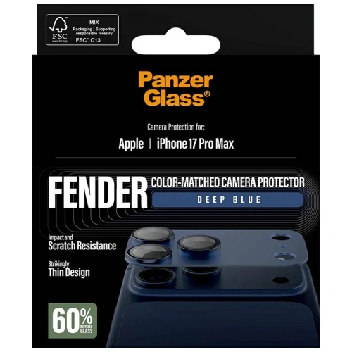 Szkło hartowane na obiektyw PanzerGlass Fender Camera Protector do Apple iPhone 17 Pro Max niebieski