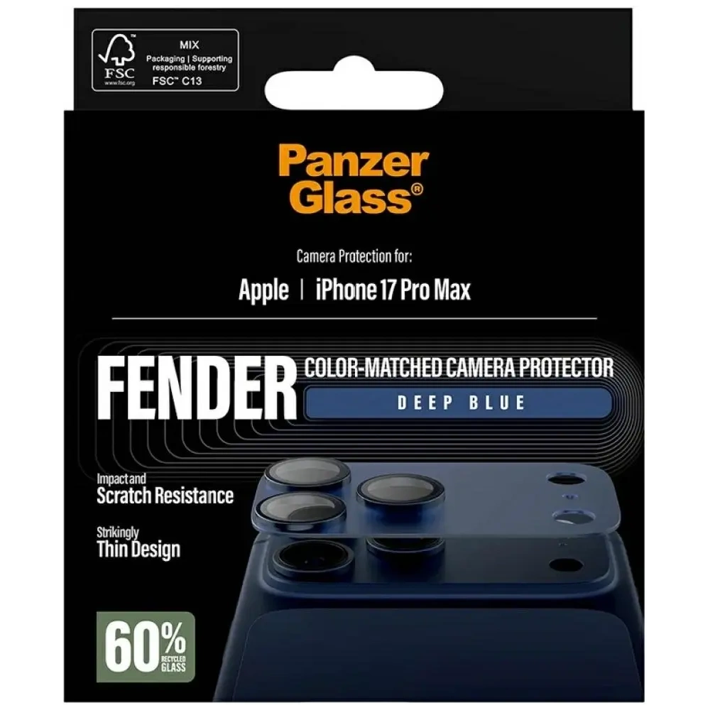 Szkło hartowane na obiektyw PanzerGlass Fender Camera Protector do Apple iPhone 17 Pro Max niebieski