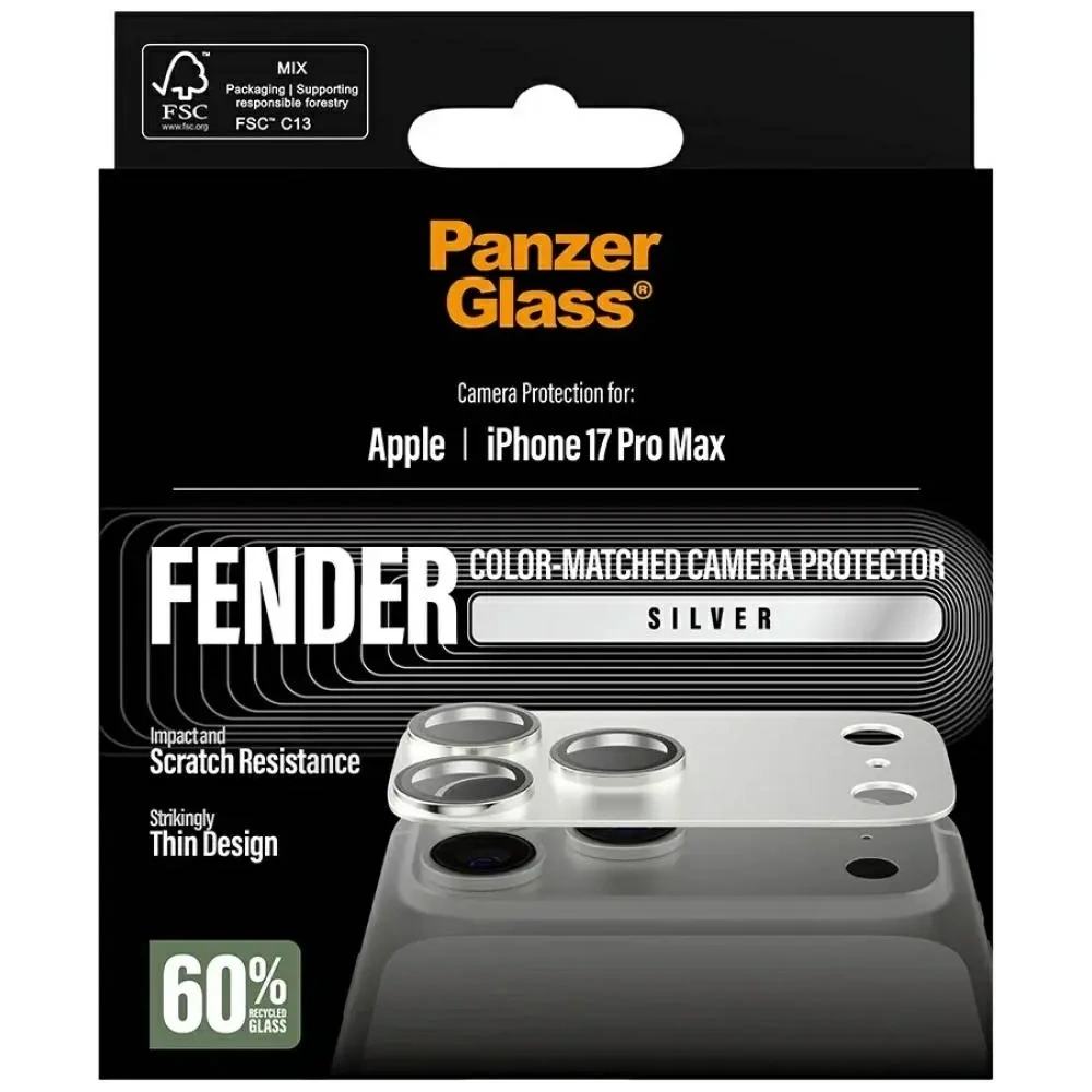 Szkło hartowane na obiektyw PanzerGlass Fender Camera Protector do Apple iPhone 17 Pro Max srebrny