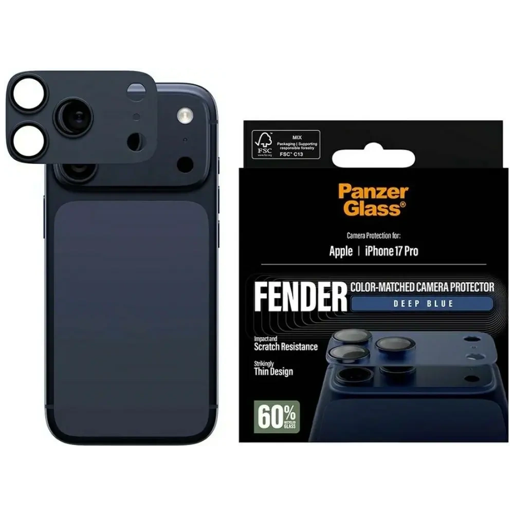 Szkło hartowane na obiektyw PanzerGlass Fender Camera Protector do Apple iPhone 17 Pro niebieski