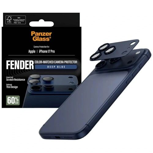 Szkło hartowane na obiektyw PanzerGlass Fender Camera Protector do Apple iPhone 17 Pro niebieski