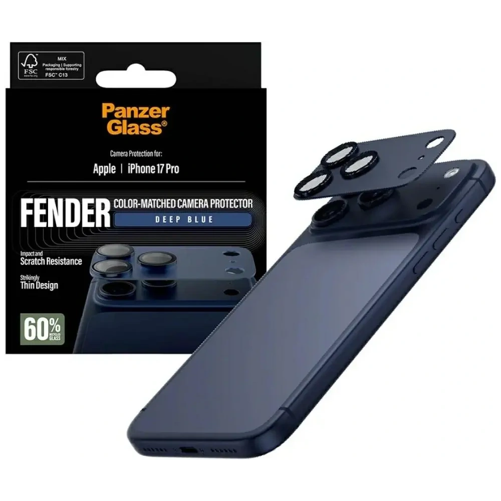Szkło hartowane na obiektyw PanzerGlass Fender Camera Protector do Apple iPhone 17 Pro niebieski