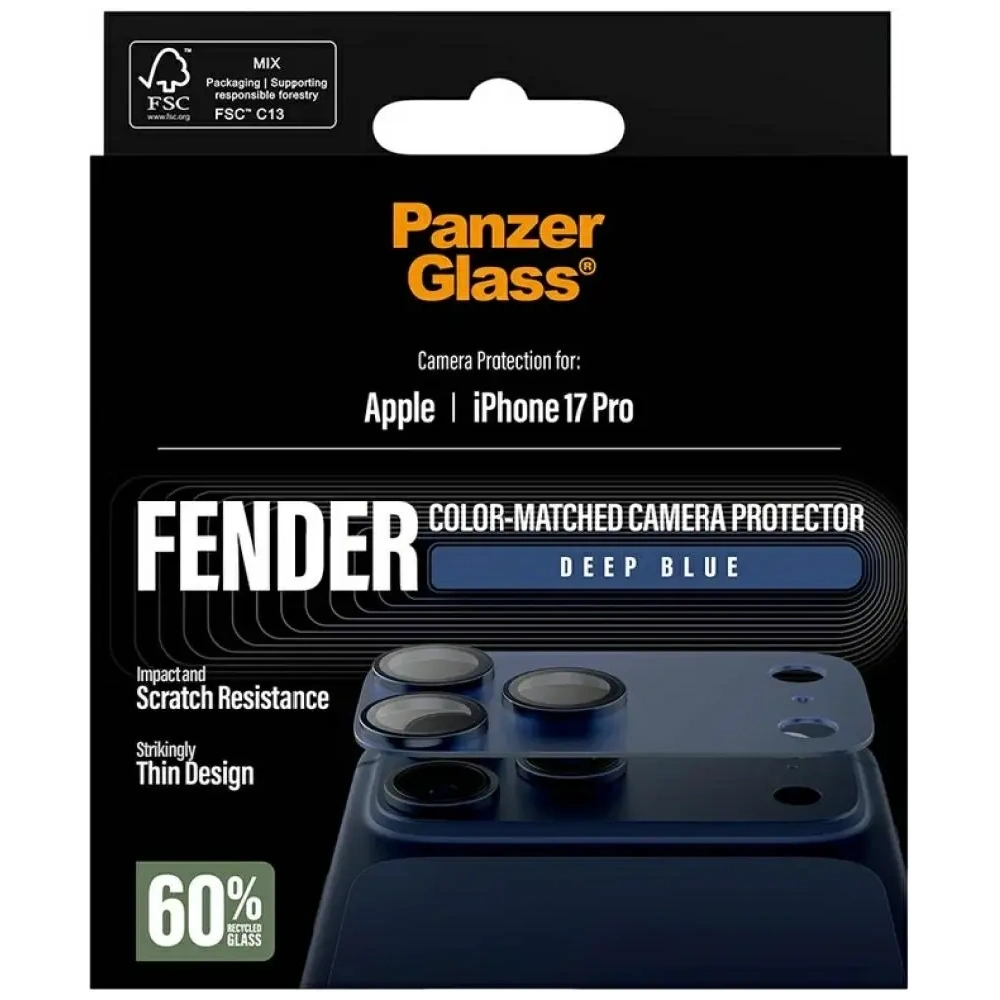 Szkło hartowane na obiektyw PanzerGlass Fender Camera Protector do Apple iPhone 17 Pro niebieski
