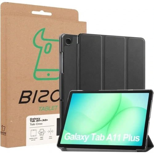 Etui z klapką Bizon Case Tab Croc do Samsung Galaxy Tab A11+ Plus / A9+ Plus czarne