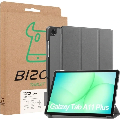 Etui z klapką Bizon Case Tab Croc do Samsung Galaxy Tab A11+ Plus / A9+ Plus szare