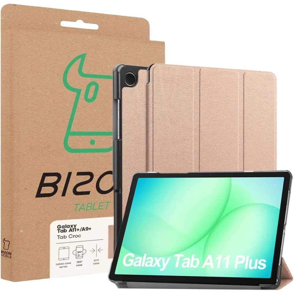 Etui z klapką Bizon Case Tab Croc do Samsung Galaxy Tab A11+ Plus / A9+ Plus różowozłote