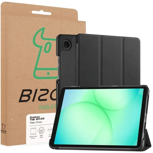 Etui z klapką Bizon Case Tab Croc do Samsung Galaxy Tab A11 / A9 czarne