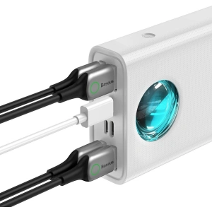 Powerbank Baseus Amblight, 30000mAh, QC 3.0, PD, 3A, 65W (biały)