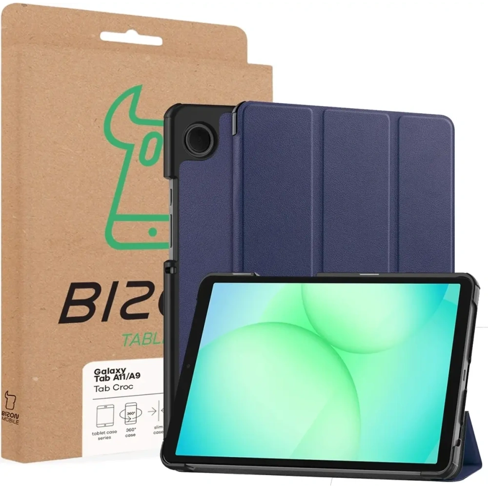Etui z klapką Bizon Case Tab Croc do Samsung Galaxy Tab A11 / A9 granatowe