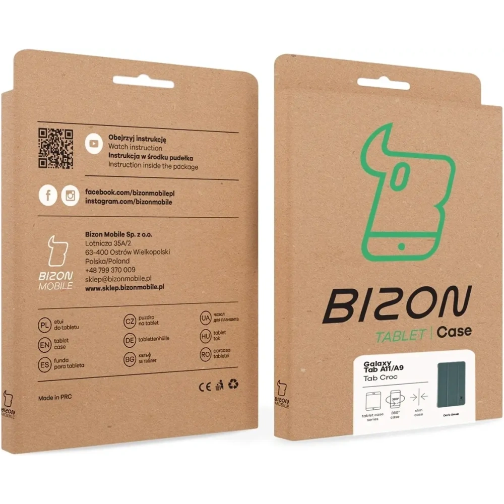 Etui z klapką Bizon Case Tab Croc do Samsung Galaxy Tab A11 / A9 ciemnozielone