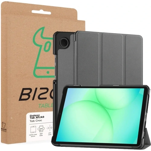 Etui z klapką Bizon Case Tab Croc do Samsung Galaxy Tab A11 / A9 szare