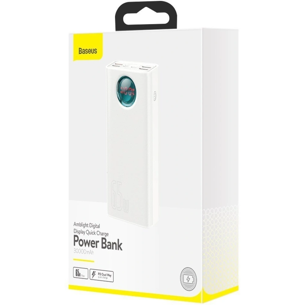 Wholesale Powerbank Baseus Amblight, 30000mAh, QC 3.0, PD, 3A, 65W (white) - BSU1646WHT - {ean13} - Hurt